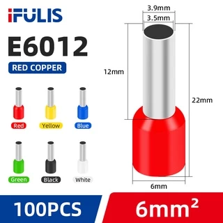 100PCS VE Ferrules Terminal Pin Terminal Tube ประเภทสายไฟเชื่อมต่อ E7508 E2508 E1008 E1508