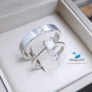 Madduckjewels แหวนเงินแท้ เพชร CZ ชุบโรเดียม RG1564WGR-RG1459