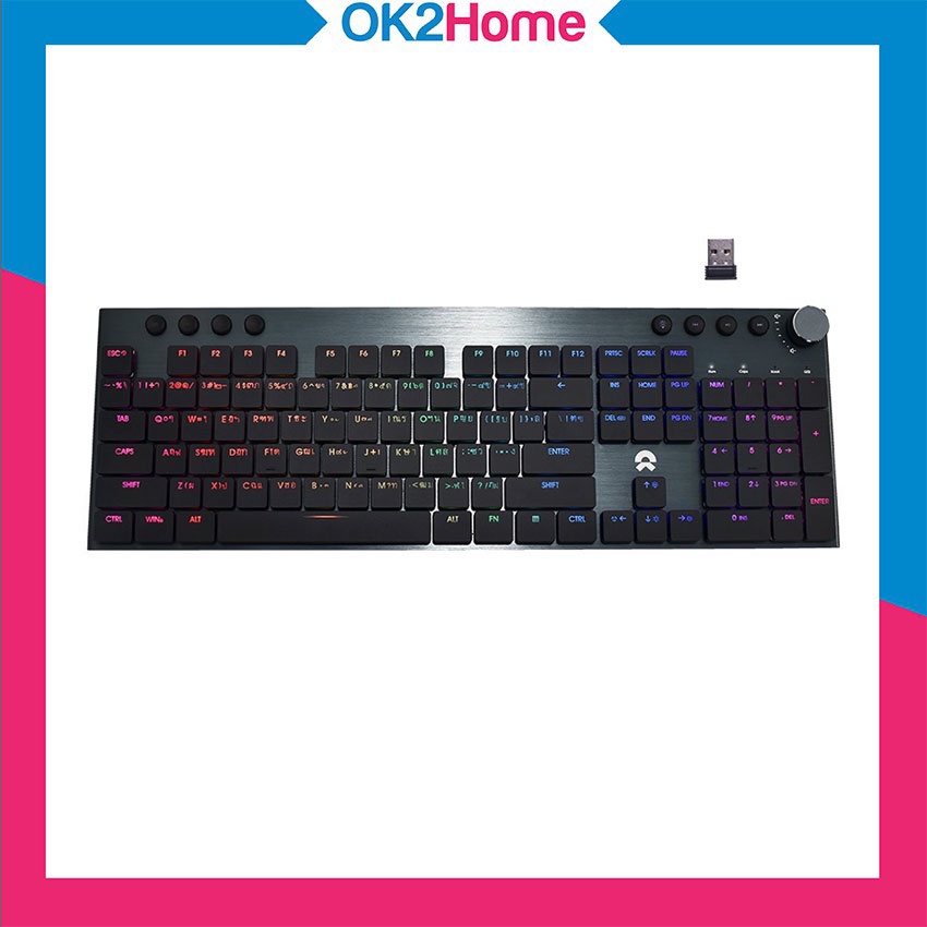 OKER K489 Keyboard Machanical Multi funcione คีย์บอร์ดเกมมิ่งไร้สาย บลูสวิตซ์