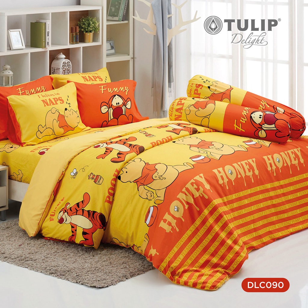 TULIP Delight หมีพู DLC090 ลิขสิทธิ์แท้ Disney Pooh ชุดผ้าปูที่นอน ผ้าห่ม ผ้านวม พิมพ์ลายการ์ตูน