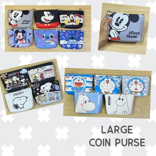 พร้อมส่ง กระเป๋าสตางค์ กระเป๋าใส่เหรียญ ลายการ์ตูน Mickey Snoopy ใบใหญ่