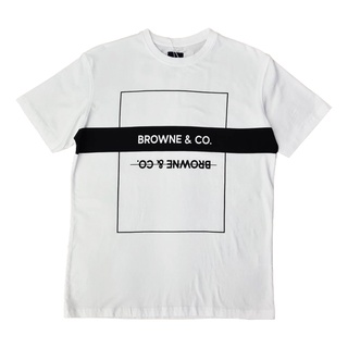 BROWNE &amp; CO. เสื้อยืด คอตตอน สีขาว พิมพ์ลาย รุ่น BKC011-1-WH