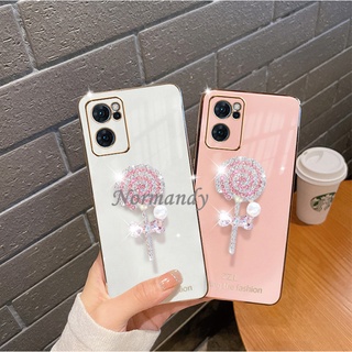 เคส 2022 New Phone Casing OPPO Reno7 Pro Reno6 Z Pro 5G A76 A16K A95 4G Fashion Silicagel Soft Case Flash Drill Lollipop Shockproof Back Cover เคสโทรศัพท์