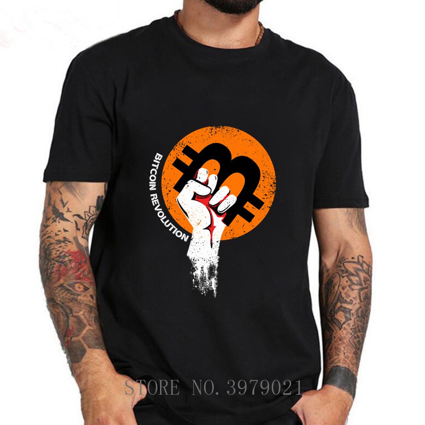 [COD]Cryptocurrency Bitcoin พิมพ์เสื้อยืดผู้ชายผ้าฝ้าย 100% O- คอ
