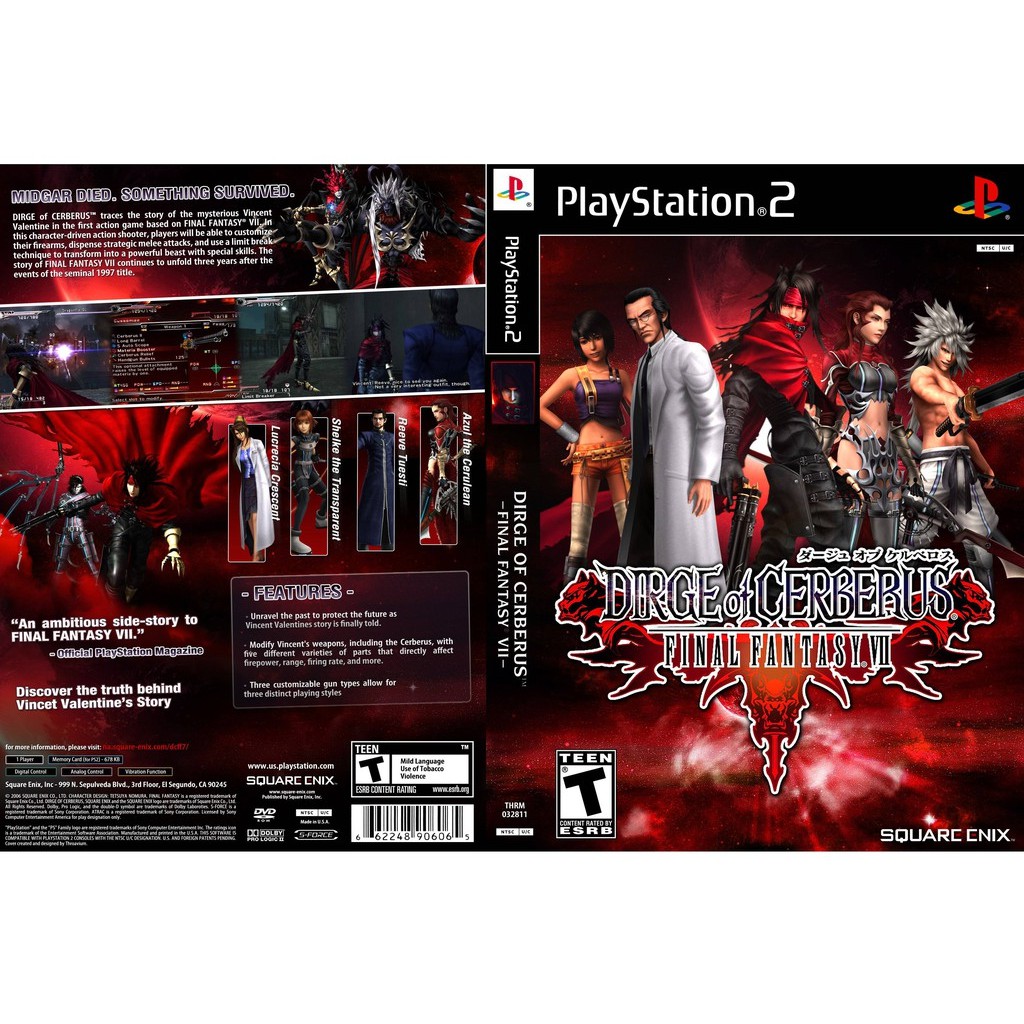 เกมส์ Dirge of Cerberus Final Fantasy VII (PS2) สำหรับเครื่องที่แปลงระบบแล้วเท่านั้น