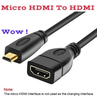 Micro HDMI ชาย HDMI D ประเภทหญิงสายแปลงอะแดปเตอร์ 1080P