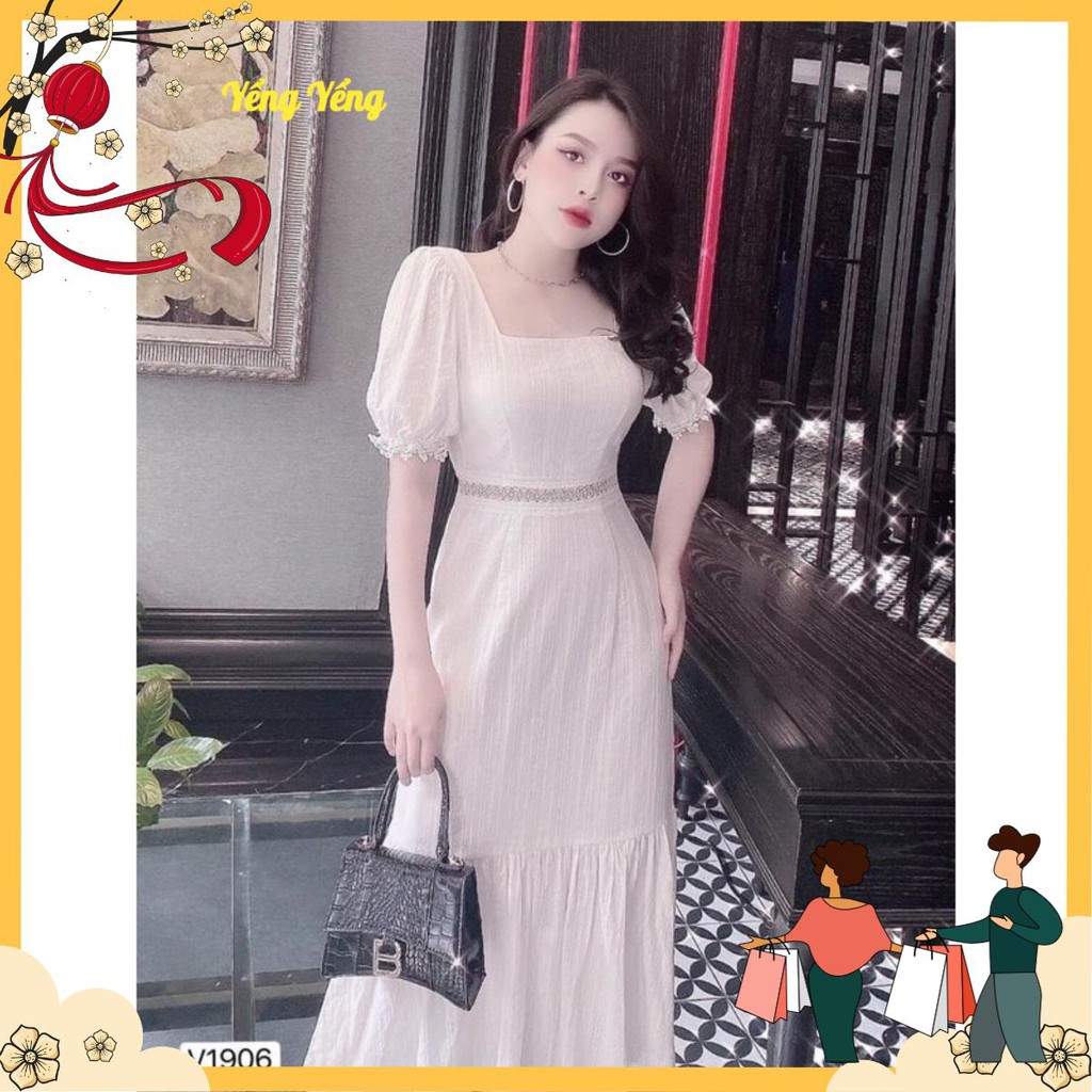 VNU242 - ชุดหางปลาสีขาวพร้อมคอสแควร์และ 2-LAYER LACE