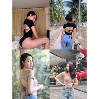 😍บอดี้สูทแขนสั้นโชว์หลัง ผูกเชือกหลัง 🔥*มีตีนตุ๊กแกตรงเป้า สวมง่าย!!