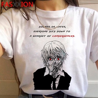 เสื้อยืด สีขาว พิมพ์ลาย hunter x hunter killua zoldyck kurapika hxh สไตล์วินเทจ ญี่ปุ่น ฮาราจูกุ สําหรับผู้ชายสามารถปรับ