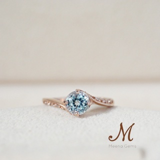 Meena Gems แหวนพลอยแท้โทปาส ตัวเรือนเงินแท้925ชุบพิงค์โกวล แหวนพลอยแท้เสริมดวง พลอยประจำเดือนตุลาคม