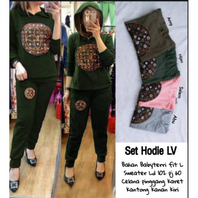 Ms SET HODIE LV เสื้อสเวตเตอร์ชุดฝึกซ้อมผู้หญิง