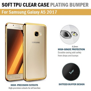 Qcase-เคสใส ผิวนิ่ม ขอบสี สำหรับ Samsung Galaxy A5 2017 เคส ใส - Soft TPU Clear Case Plating for Samsung Galaxy A5 2017