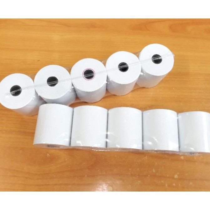 กระดาษบวกเลข (5ม้วน) กระดาษปอนด์​ ขนาด​ 57มมX54มม​ ใช้กับเครื่องคิดเลขปริ้นบิล ทุกยี่ห้อ.
