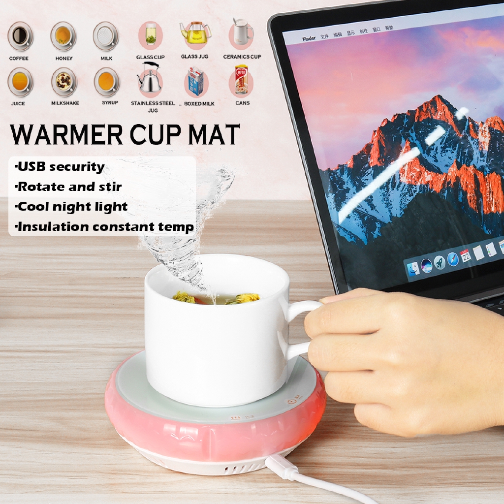 3-in-1 USB เครื่องกวนแม่เหล็ก เครื่องผสม อุ่นถ้วย แผ่นรองแก้ว แผ่นทําความร้อน ถาดไฟฟ้า ชา กาแฟ เครื่องดื่ม อุ่นถ้วย เครื่องทําความร้อน