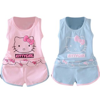 เสื้อกั๊ก + กางเกงขาสั้นลาย Hello Kitty 2 ชิ้น / ชุด