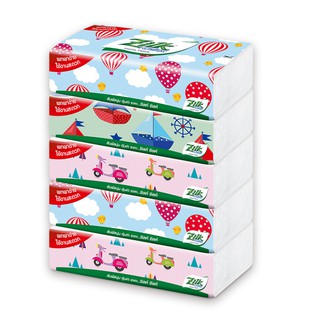 [1แพ็ค5ห่อ] ซิลค์ กระดาษเช็ดหน้า 115 แผ่น ทิชชู่ กระดาษทิชชู่ Zilk by Cellox Soft Pack Facial Tissue