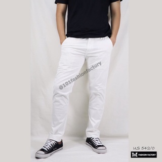 US-542สีขาวผ้ายืดทรงสลิม