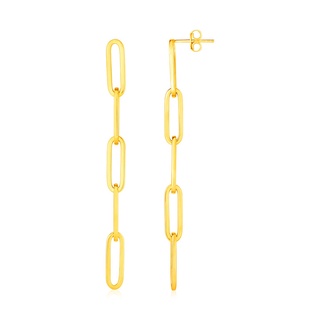 ต่างหูทองคำแท้ 14k รูปทรงโซ่14K Yellow Gold Five Link Paperclip Chain Earrings (พรีออเดอร์ pre-order ทัก chat ก่อนสั่ง)