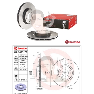 09 9468 21 จานเบรค-หน้า (ยี่ห้อ Brembo) Mazda 3 (BK) 2.0L, NEW 3 (BL) ปี2005-