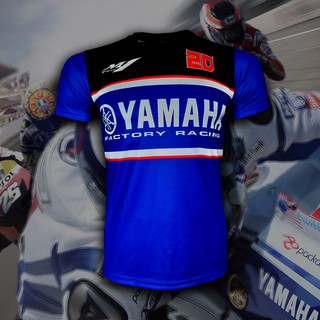 เสื้อยืด คอกลม T-shirt MotoGP เสื้อโมโตจีพี สำหรับแฟนคลับ Yamaha Factory Racing #MG0052 รุ่น Fabio Quartararo (V.2)