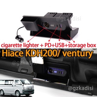 Hiace KDH200 Ace200 (2004-2023) commuter venturyพาวเวอร์ซัพพลายขยาย พอร์ต PD ชาร์จเร็ว QC 3.0 ซ็อกเก็ตซิการ์ขยาย ชาร์จเร็ว