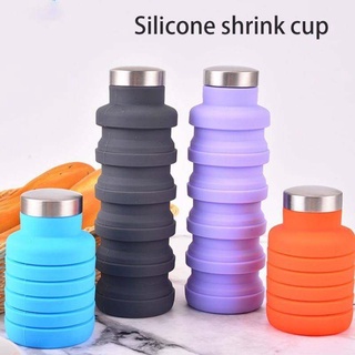 Foldable silicone water bottle ขวดน้ำซิลิโคนพับเก็บได้ กระบอกน้ำซิลิโคนพับได้ แก้วพับได้ แก้วเก็บเย็น กระบอกน้ำซิลิโคน