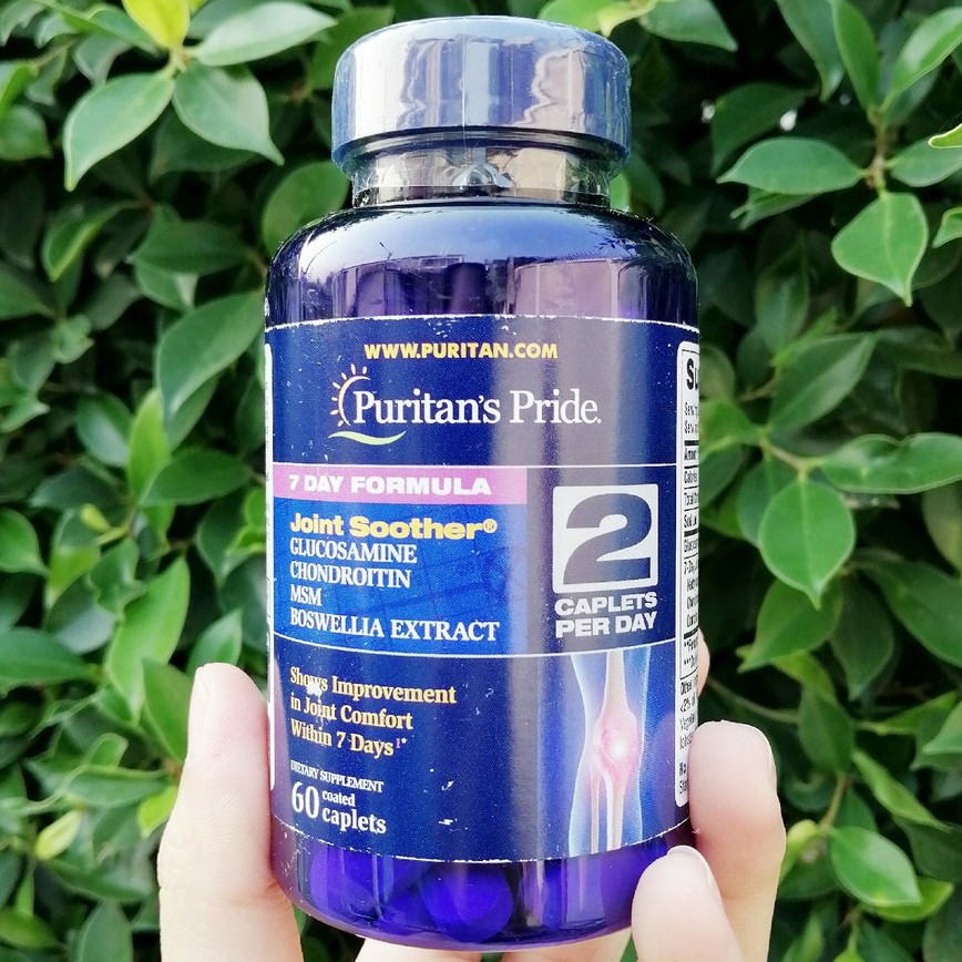 กลูโคซามีน 7 Day Formula Joint Soother® Glucosamine Chondroitin MSM & Boswellia 60Caplets (Puritan's