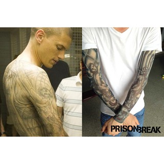 !พร้อมส่งในไทย ปลอกแขนสวมกันแสงแดด UV ลายรอยสัก จากซีรีย์ PRISON BREAK แผนลับแหกคุกนรก ไมเคิล สกอฟิลด์ Angel &amp; Demon