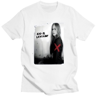 คอลูกเรือเสื้อยืดคอกลมเสื้อยืดแขนสั้น พิมพ์ลาย Avril Lavigne สีขาว แฟชั่นฤดูร้อน สําหรับผู้ชายผ้าฝ้ายแท้