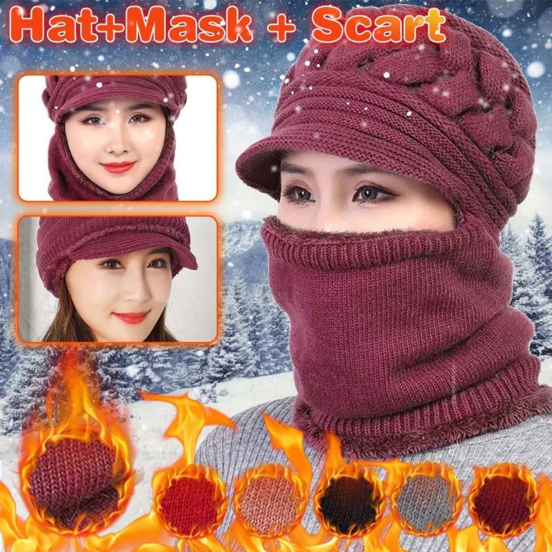 SUN RKT หมวกแฟชั่นคลุมแบบไหมพรมสวย อบอุ่นในฤดูหนาว เล่นski mask ลุยหิมะ