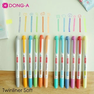 ปากกาเน้นข้อความ ทวินไลเนอร์ Twinliner Soft Dong-A 20 สี (จำนวน 1 แท่ง)