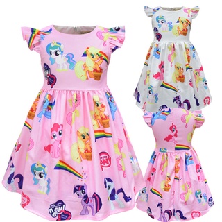 ขายส่ง My Little Pony Girl ชุดเดรสฤดูร้อน คุณภาพสูง เจ้าหญิงแฟนซี เสื้อผ้าเด็ก สําหรับงานเลี้ยงวันเกิด สีชมพู สีขาว ชุดเด็ก