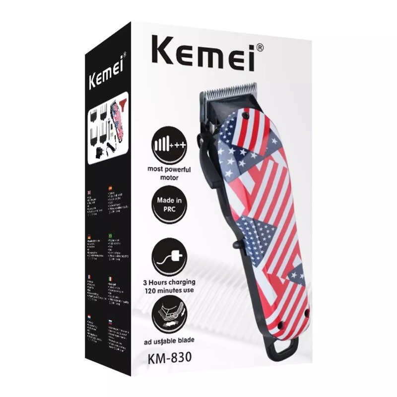 ปัตตาเลี่ยน Kemei KM-830 Km830 แบตตาเลี่ยนไร้สาย ลายสุดเท่ห์ ลับคมพร้อมใช้งาน ปัตตาเลี่ยนตัดผมชาย