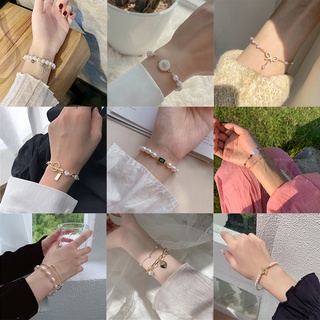 Vintage Pearl OT Clasp Bracelet Irregular Pearl Metal Chain Charm Bracelet for Women Korean Bracelet Trend Jewelry Gift