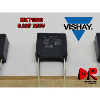 (5 ชิ้น) 0.22uF 250V MKT1820 ยี่ห้อ Vishay ตัวเก็บประจุ ตัวเก็บประจุ ฟิล์ม ชนิด โพลีเอสเตอร์ (Polyester) 224 220nF