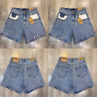 JH1369# กางเกงยีนส์ขา3ส่วนเอวสูง Jeans house