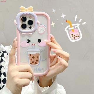 เคสโทรศัพท์มือถือแบบใส กันกระแทก ลายมอนสเตอร์ตัวน้อย ชานมไข่มุก สําหรับ Iphone 13promax 12 11 xr xs 7 8p