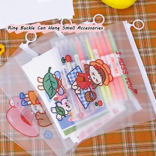 PVC Cartoon Transparent Ring Buckle File Bag Creative Waterproof Pencil Bag