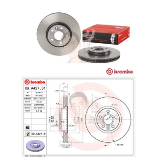 09 A427 31 จานเบรค ล้อ F (ยี่ห้อ BREMBO) รุ่น HC VOLVO S60II S80II V60 ปี