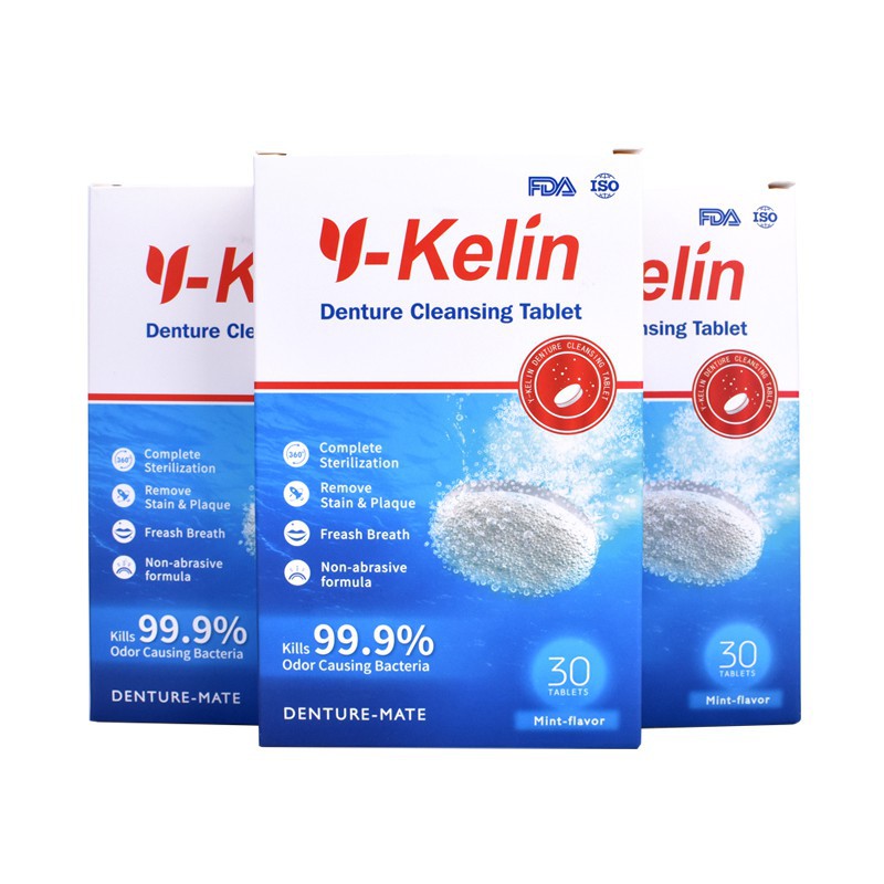Yakelin น้ํายาทําความสะอาดฟันปลอม 90 + 6 แท็บ ฟันปลอม บางส่วน ฟอกสีฟัน ราคา ถูกที่สุด ดีลบีเคเค แกลเลอรีภาพที่ 2