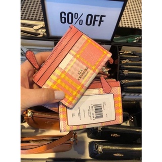 พร้อมส่ง แท้ 🇺🇸 100% New ใส่บัตร รุ่น MINI SKINNY ID CASE WITH GARDEN PLAID PRINT (COACH C8684)