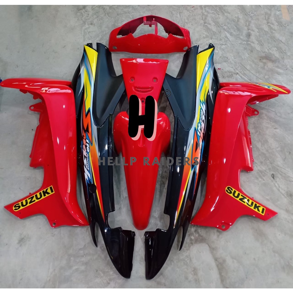 ชุดสี แสมช จูเนียร์ 110 กันตกสั้น / กันตกยาว ครบคัน 7 ชิ้น รถปี 2004 สีแดงสดท้ายดำ พร้อมติดลาย ส่งด่วน