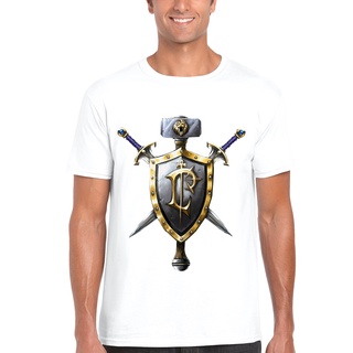 เสื้อผ้าผชเสื้อยืดแขนสั้นลําลอง คอกลม ผ้าฝ้ายแท้ พิมพ์ลาย World of Warcraft ทรงหลวม เข้ากับทุกการแต่งกาย สําหรับผู้ชาย 1