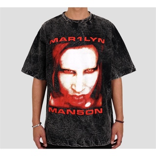 เสื้อยืด ขนาดใหญ่ พิมพ์ลาย Marilyn Manson Bigger Than