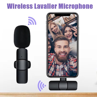 Wireless Microphone ไมโครโฟนไร้สายแบบพกพาใช้สําหรับ สมาร์ทโฟน ไมค์ไร้สายหนีบเสื้อ ไมค์หนีบปกเสื้อ