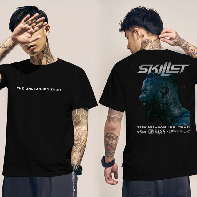 KATUN Skillet The Unleashed Tour Tshirt Casual เสื้อยืด Unisex วัสดุผ้าฝ้าย