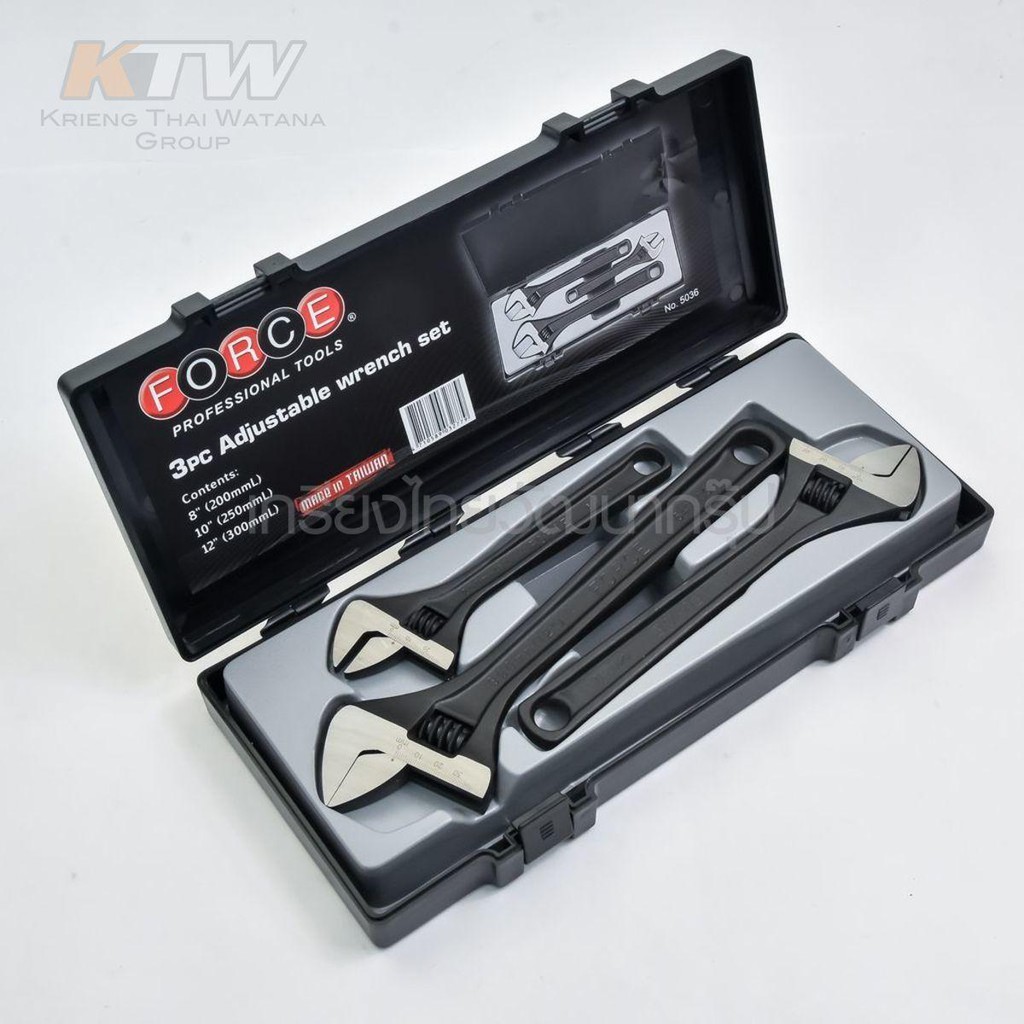 🔥ลดเพิ่ม 120 ใส่โค้ด INCL8M3🔥 FORCE ( F131-5036 ) ประแจเลื่อน 3 ชิ้น ขนาด 8,10,12