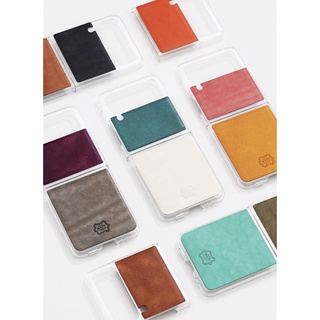 Galaxy Z Flip 3 Flip 4 Cowhide Leather Skin Color Mix Phone Case - 12 Colors / Shipping from Korea bespoke flip3 flip4