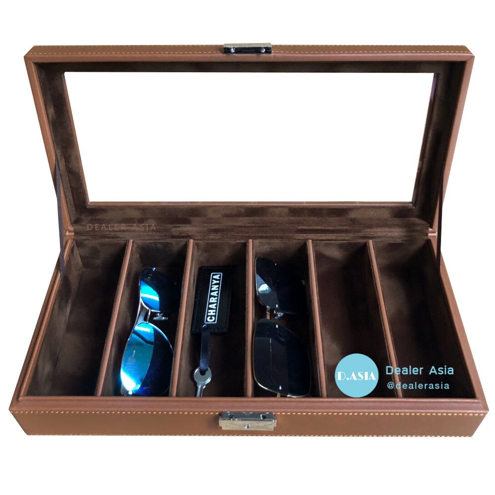 กล่องแว่นตา 6 ช่อง สวยหรู พรีเมี่ยม วัสดุดี กล่องหนัง กำมะหยี่ Sunglasses Storage box CHRV6_L_K ราคา ถูกที่สุด ดีลบีเคเค แกลเลอรีภาพที่ 2