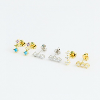 YVIS triple drop line gem stud ต่างหูพลอยสามเม็ด